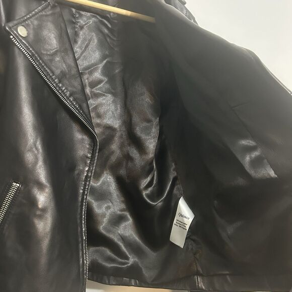 Quince Biker Jacket 100% Sheep Moto Leather Black - Women’s Large - Picture 9 of 15